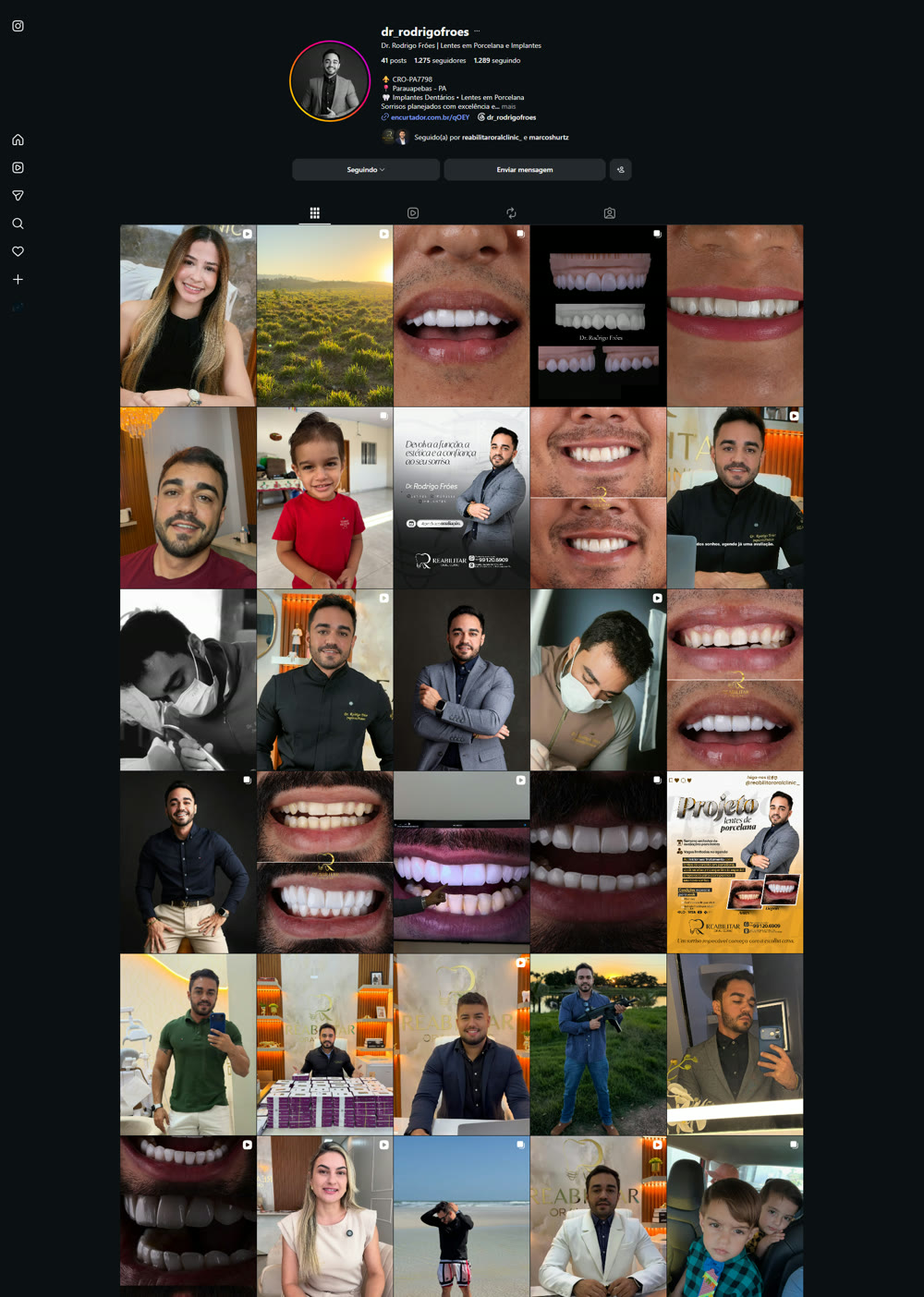 Captura real do Instagram do Dr. Rodrigo Fróes com bio e feed atual